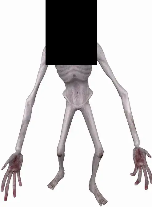 SCP-096 with its face covered as to not trigger its effect.